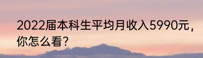 2022届本科生平均月收入5990元，你怎么看？