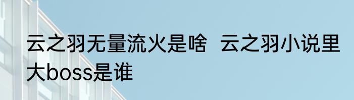 云之羽无量流火是啥  云之羽小说里大boss是谁