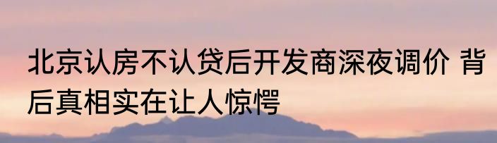 北京认房不认贷后开发商深夜调价 背后真相实在让人惊愕