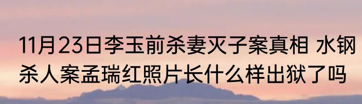 11月23日李玉前杀妻灭子案真相 水钢杀人案孟瑞红照片长什么样出狱了吗