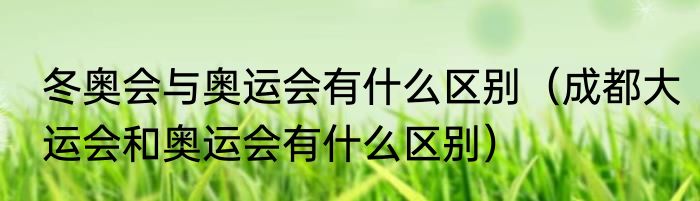 冬奥会与奥运会有什么区别（成都大运会和奥运会有什么区别）