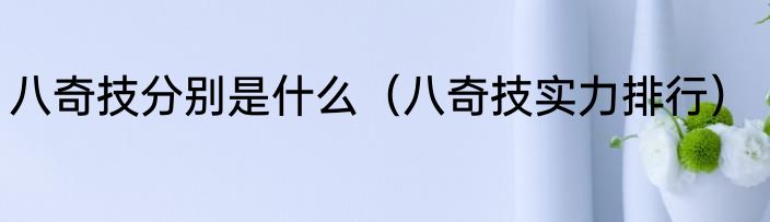 八奇技分别是什么（八奇技实力排行）