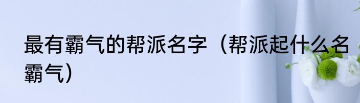 最有霸气的帮派名字（帮派起什么名霸气）