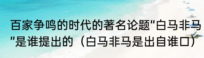百家争鸣的时代的著名论题“白马非马”是谁提出的（白马非马是出自谁口）