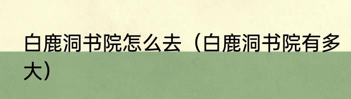 白鹿洞书院怎么去（白鹿洞书院有多大）