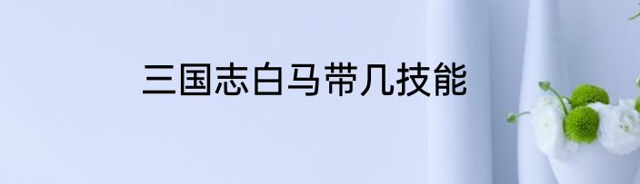 三国志白马带几技能