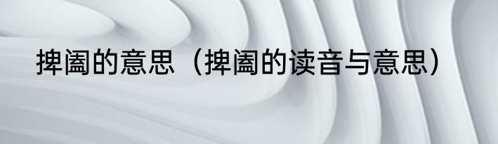 捭阖的意思（捭阖的读音与意思）