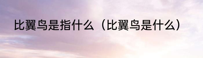 比翼鸟是指什么（比翼鸟是什么）