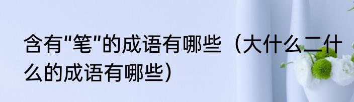 含有“笔”的成语有哪些（大什么二什么的成语有哪些）