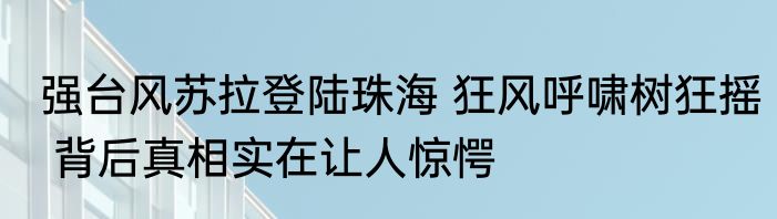 强台风苏拉登陆珠海 狂风呼啸树狂摇 背后真相实在让人惊愕