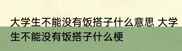 大学生不能没有饭搭子什么意思 大学生不能没有饭搭子什么梗