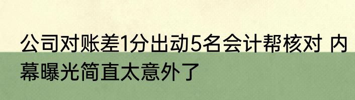 公司对账差1分出动5名会计帮核对 内幕曝光简直太意外了