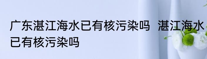 广东湛江海水已有核污染吗  湛江海水已有核污染吗