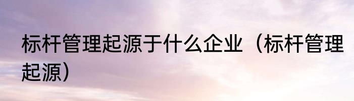 标杆管理起源于什么企业（标杆管理起源）