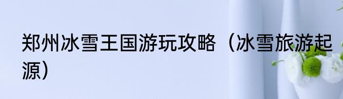 郑州冰雪王国游玩攻略（冰雪旅游起源）