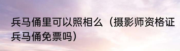 兵马俑里可以照相么（摄影师资格证兵马俑免票吗）