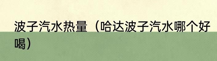 波子汽水热量（哈达波子汽水哪个好喝）