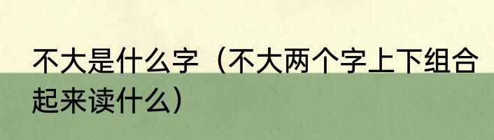 不大是什么字（不大两个字上下组合起来读什么）