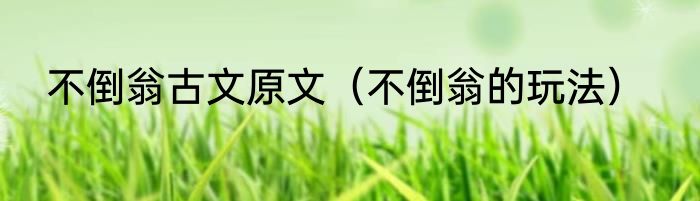 不倒翁古文原文（不倒翁的玩法）