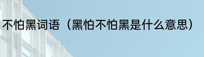 不怕黑词语（黑怕不怕黑是什么意思）