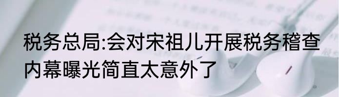 税务总局:会对宋祖儿开展税务稽查 内幕曝光简直太意外了