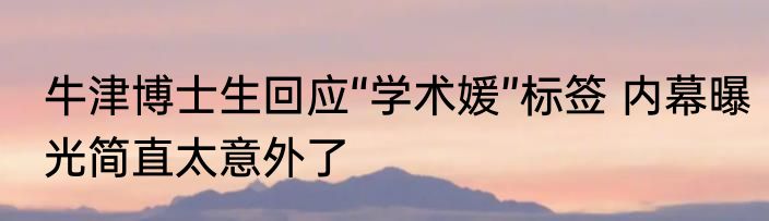 牛津博士生回应“学术媛”标签 内幕曝光简直太意外了