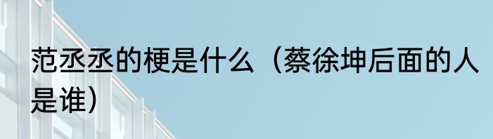 范丞丞的梗是什么（蔡徐坤后面的人是谁）