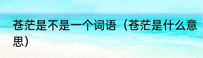 苍茫是不是一个词语（苍茫是什么意思）