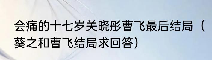 会痛的十七岁关晓彤曹飞最后结局（葵之和曹飞结局求回答）