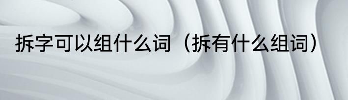 拆字可以组什么词（拆有什么组词）