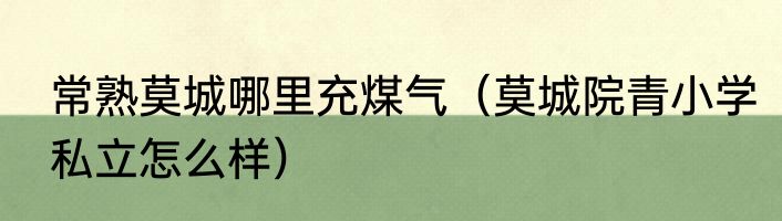 常熟莫城哪里充煤气（莫城院青小学私立怎么样）