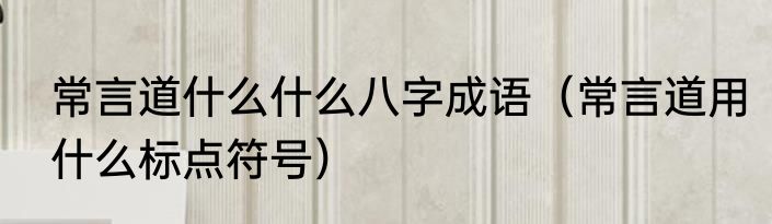 常言道什么什么八字成语（常言道用什么标点符号）
