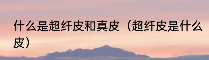 什么是超纤皮和真皮（超纤皮是什么皮）