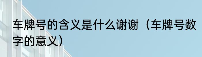 车牌号的含义是什么谢谢（车牌号数字的意义）