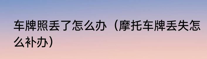 车牌照丢了怎么办（摩托车牌丢失怎么补办）