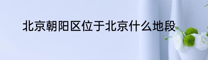 北京朝阳区位于北京什么地段