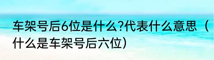 车架号后6位是什么?代表什么意思（什么是车架号后六位）