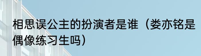 相思误公主的扮演者是谁（娄亦铭是偶像练习生吗）