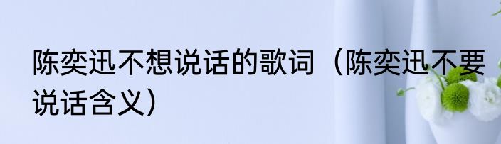 陈奕迅不想说话的歌词（陈奕迅不要说话含义）