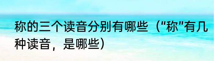 称的三个读音分别有哪些（“称”有几种读音，是哪些）