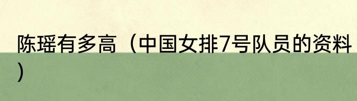 陈瑶有多高（中国女排7号队员的资料）