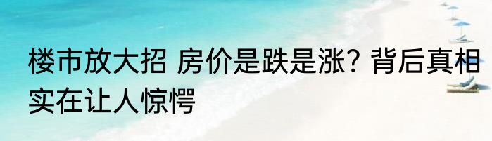 楼市放大招 房价是跌是涨? 背后真相实在让人惊愕