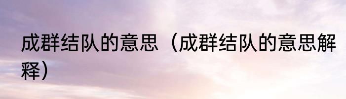 成群结队的意思（成群结队的意思解释）