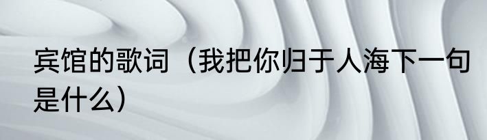 宾馆的歌词（我把你归于人海下一句是什么）
