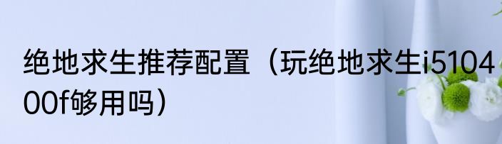 绝地求生推荐配置（玩绝地求生i510400f够用吗）