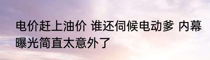 电价赶上油价 谁还伺候电动爹 内幕曝光简直太意外了