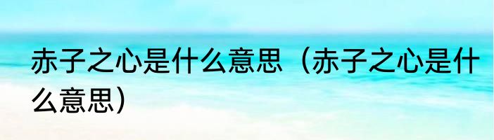 赤子之心是什么意思（赤子之心是什么意思）