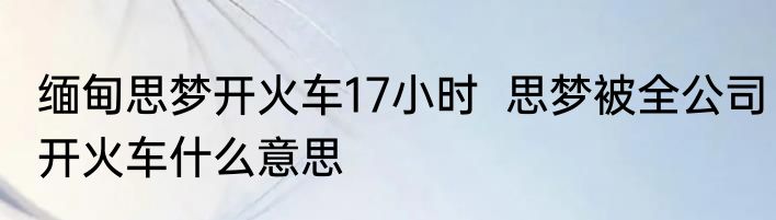缅甸思梦开火车17小时  思梦被全公司开火车什么意思