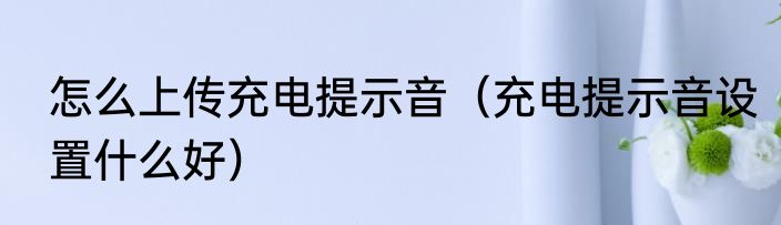 怎么上传充电提示音（充电提示音设置什么好）