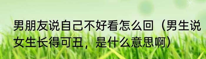 男朋友说自己不好看怎么回（男生说女生长得可丑，是什么意思啊）
